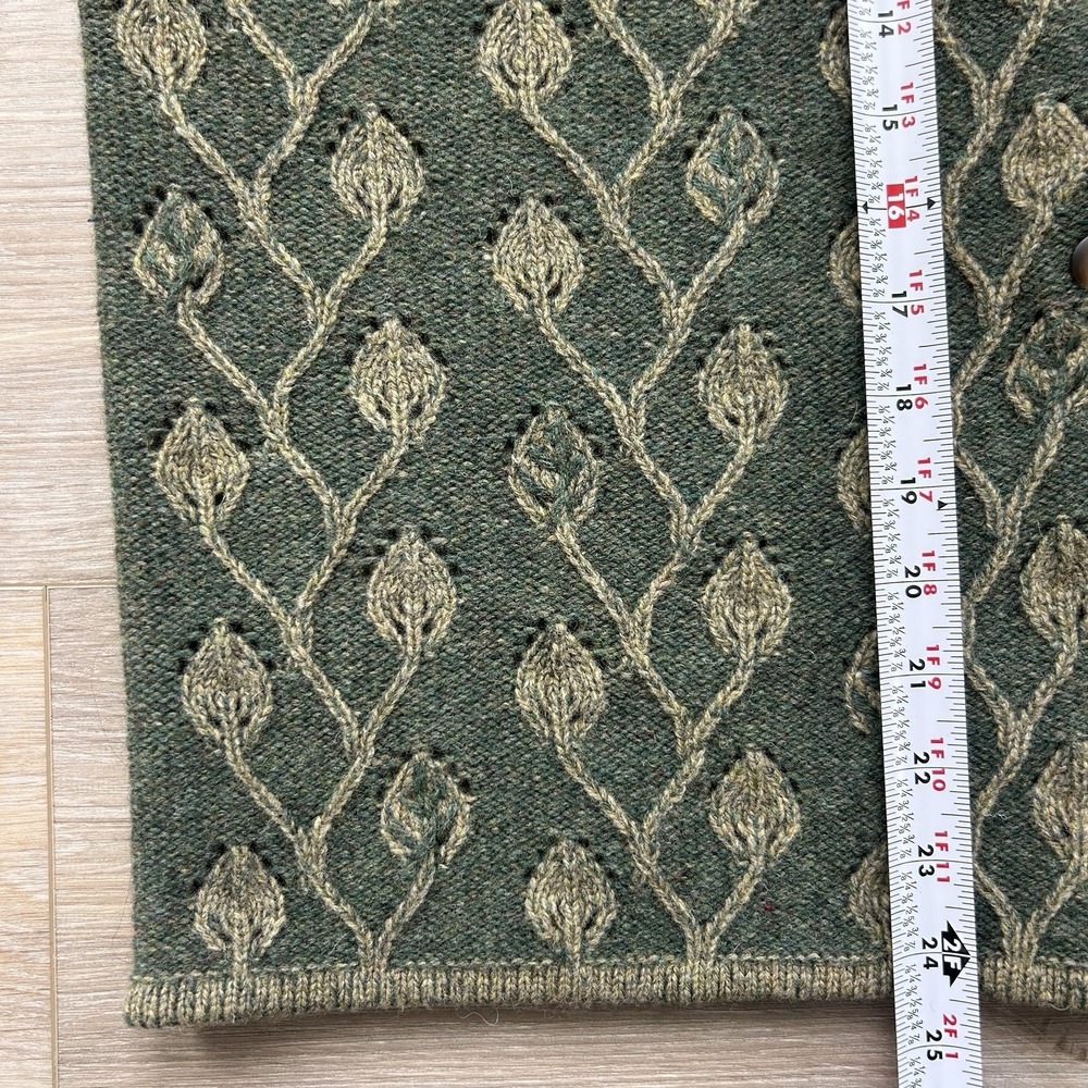 VTG NWOT Robert Scott Womens Large Pure Wool Green Cardigan Grannycore - Picture 7 of 9